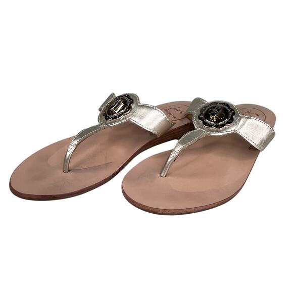 Jack Rogers Sandals Gold Thong Flip Flops Leather 5M - Picture 11 of 12